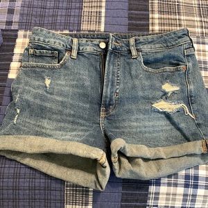 Medium wash denim shorts